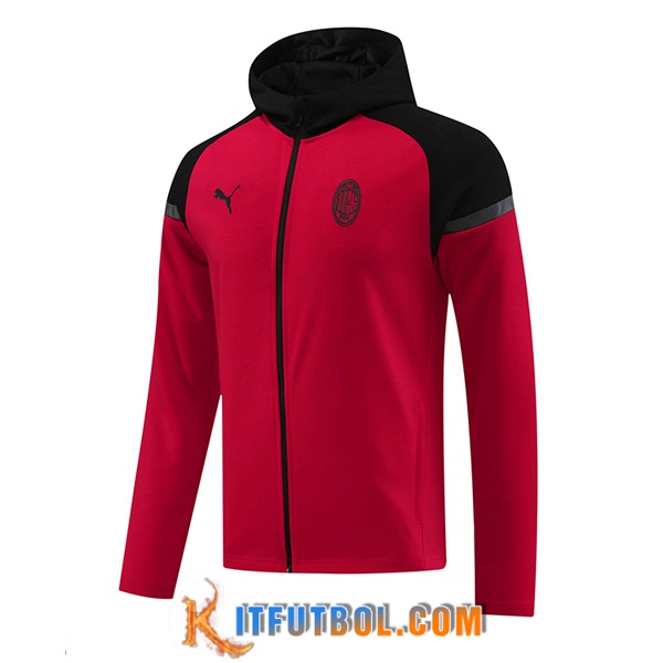 Chaqueta Con Capucha AC Milan Rojo/Negro 2024/2025
