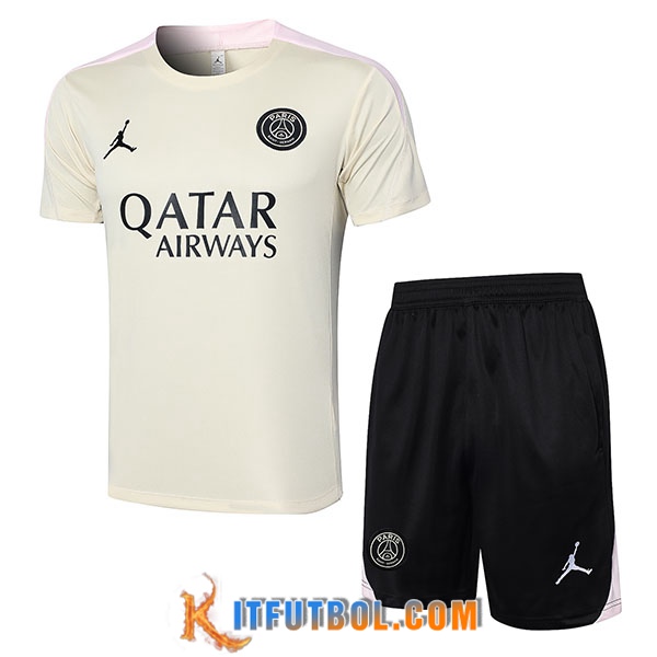 Camiseta Entrenamiento + Cortos PSG Beige 2024/2025