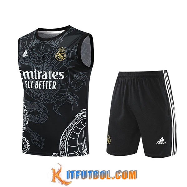 Camiseta Entrenamiento sin mangas + Cortos Real Madrid Negro/Gris/Blanco 2024/2025