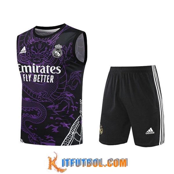 Camiseta Entrenamiento sin mangas + Cortos Real Madrid Violeta/Negro 2024/2025