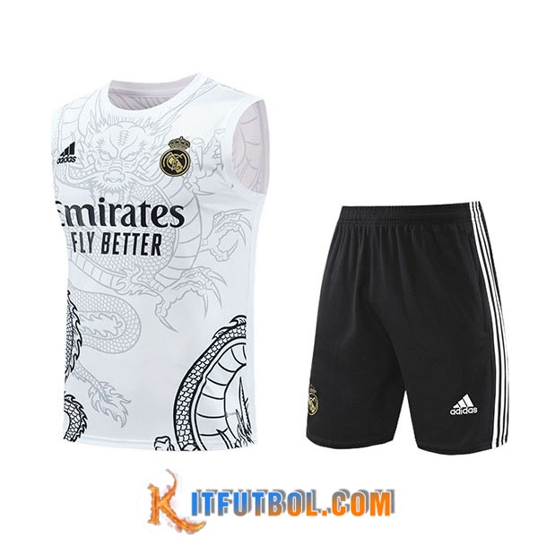 Camiseta Entrenamiento sin mangas + Cortos Real Madrid Blanco/Negro 2024/2025