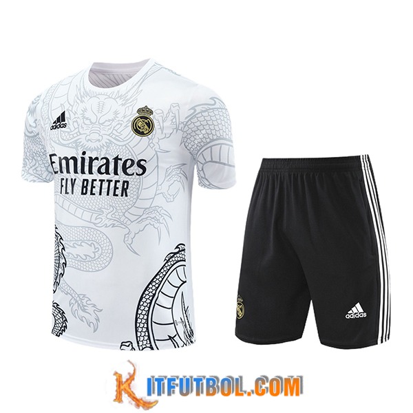 Camiseta Entrenamiento + Cortos Real Madrid Blanco/Negro 2024/2025 -02