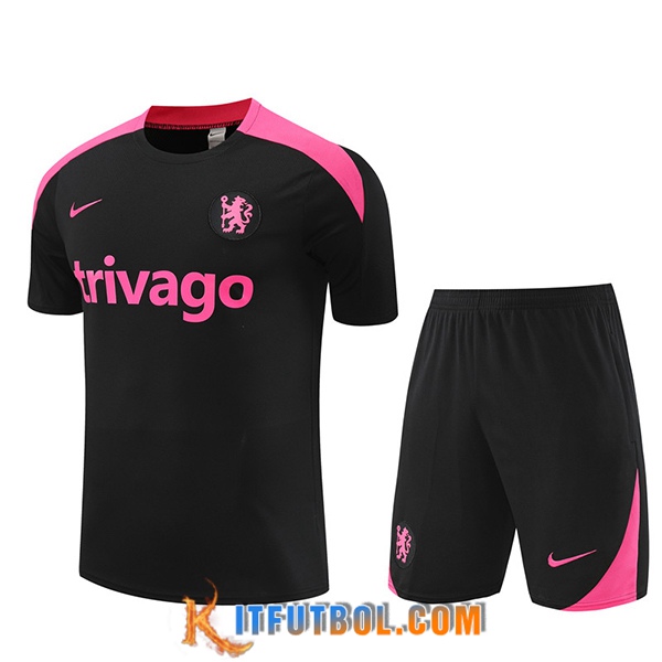 Camiseta Entrenamiento + Cortos FC Chelsea Negro/Rosa 2024/2025