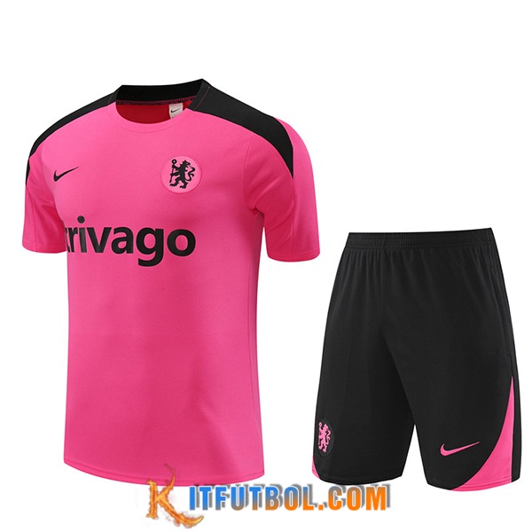 Camiseta Entrenamiento + Cortos FC Chelsea Rosa/Negro 2024/2025