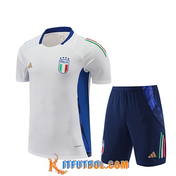 Camiseta Entrenamiento + Cortos Italia Blanco/Azul 2024/2025 -02