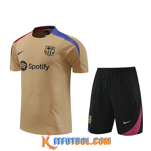 Camiseta Entrenamiento + Cortos FC Barcelona Marrón 2024/2025