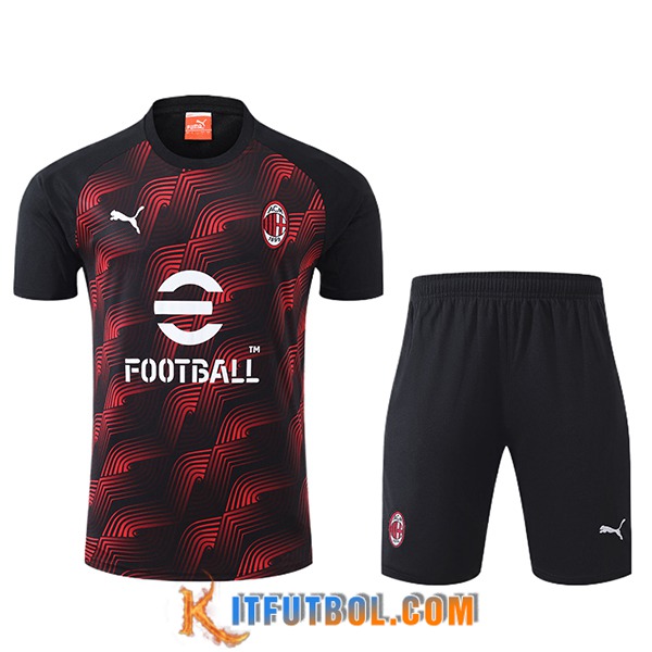 Camiseta Entrenamiento + Cortos AC Milan Negro/Rojo 2024/2025 -02