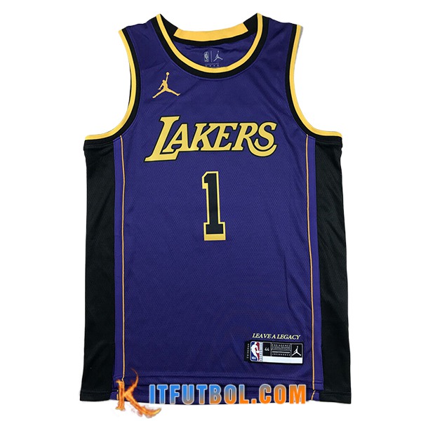 Camisetas De Futbol Los Angeles Lakers (RUSSELL #1) 2024/25 Violeta/Negro/Amarillo -02