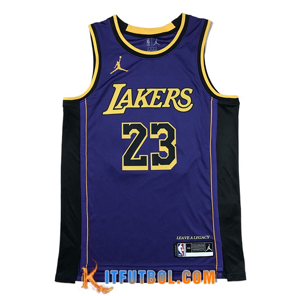 Camisetas De Futbol Los Angeles Lakers (JAMES #23) 2024/25 Violeta/Negro/Amarillo -03