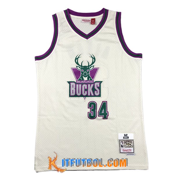 Camisetas De Futbol Milwaukee Bucks (ALLEN #34) 2024/25 Blanco/Violeta/Verde
