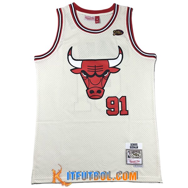 Camisetas De Futbol Chicago Bulls (RODMAN #91) 2024/25 Blanco/Rojo