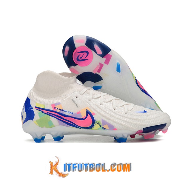 Nike Botas De Fútbol Phantom Luna Elite NU FG Blanco/Rosa/Azul