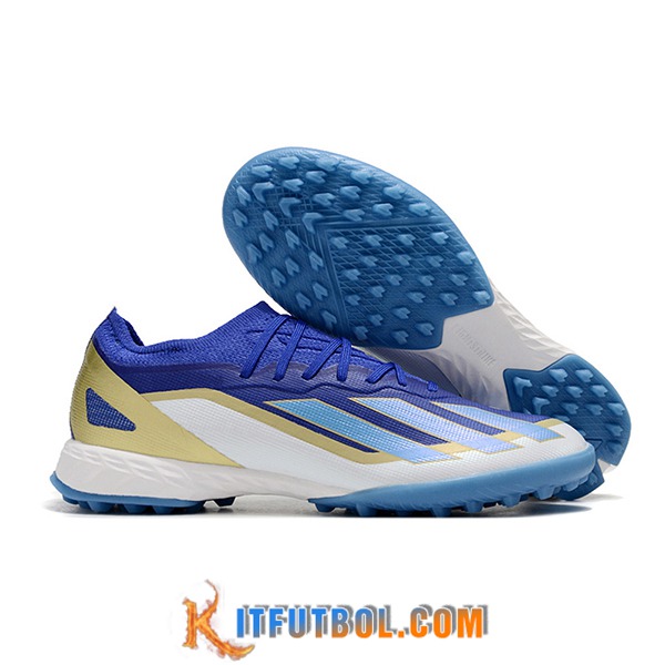 Adidas Botas De Fútbol X CRAZYFAST.1 TF BOOTS Blanco/Azul/Amarillo