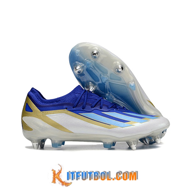 Adidas Botas De Fútbol X Crazyfast1 SG Blanco/Azul/Amarillo -02