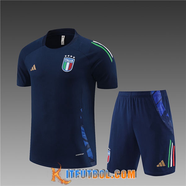 Camiseta Entrenamiento + Cortos Italia Ninos Azul 2024/2025