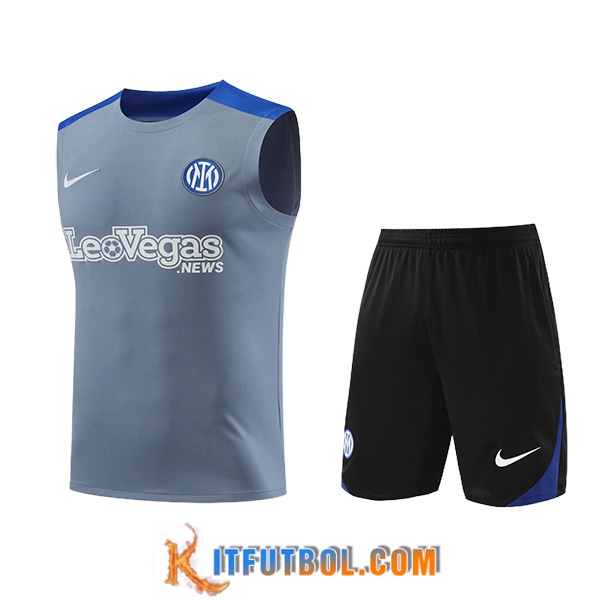 Camiseta Entrenamiento sin mangas Inter Milan Gris/Azul 2024/2025