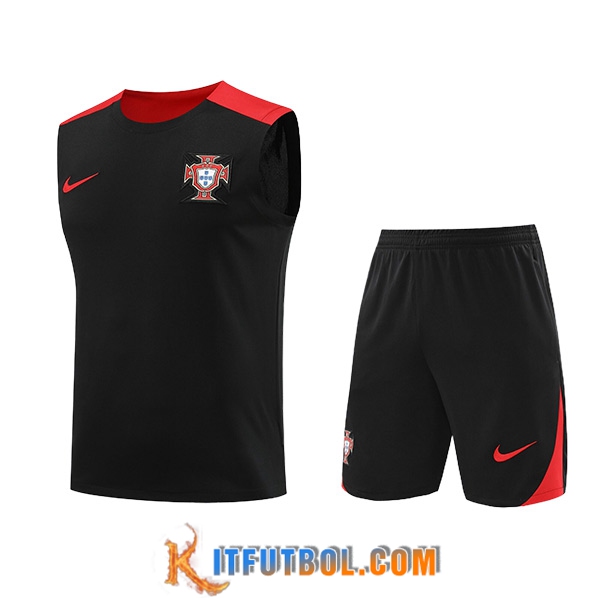 Camiseta Entrenamiento sin mangas Portugal Negro/Rojo 2024/2025