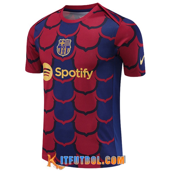 Camiseta Entrenamiento FC Barcelona Azul/Rojo 2024/2025 -02