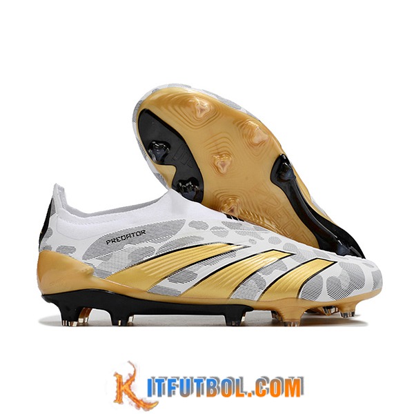 Adidas Botas De Fútbol PREDATOR ELITE LACELESS BOOTS FG Blanco/Gris/Amarillo