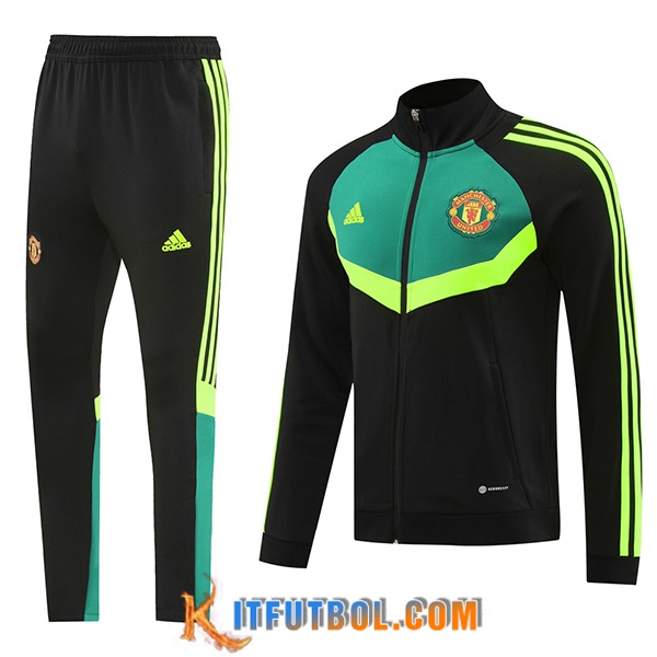 Chandal Equipos De Futbol - Chaqueta Manchester United Negro/Verde 2024/2025