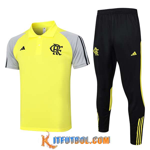 Camiseta Polo Flamengo Amarillo/Negro/Gris 2024/2025