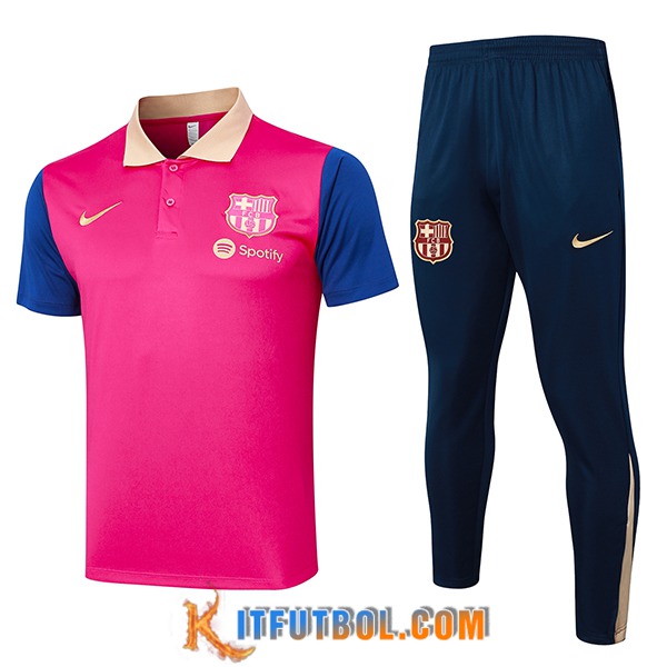 Camiseta Polo FC Barcelona Rosa/Azul 2024/2025