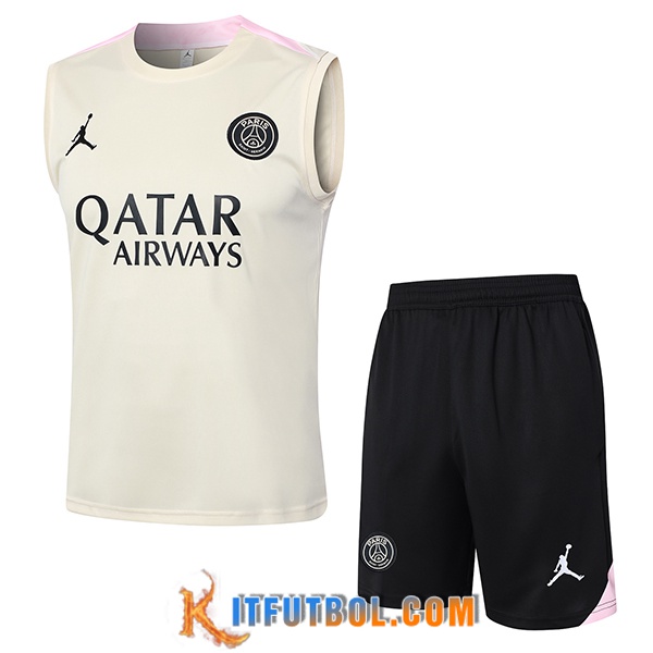Camiseta Entrenamiento sin mangas PSG Beige/Negro 2024/2025