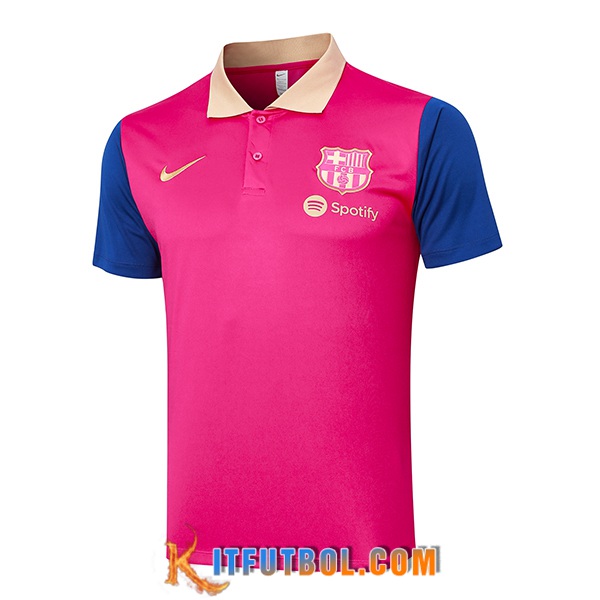 Camiseta Polo FC Barcelona Rosa/Azul 2024/2025