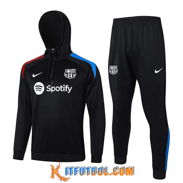 Chaqueta Con Capucha Chandal Rompevientos FC Barcelona Negro/Rojo/Azul 2024/2025 -02