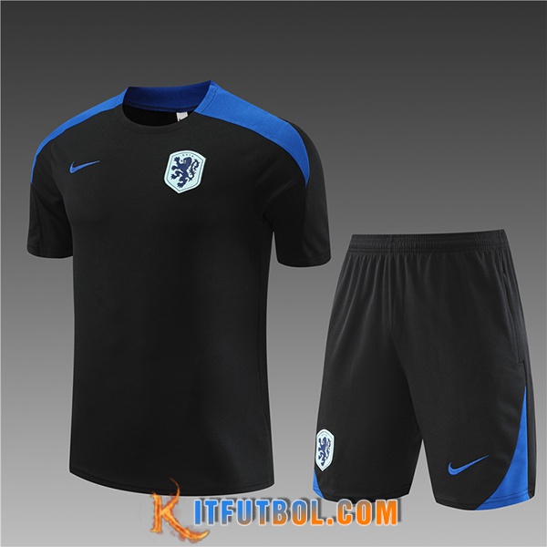 Camiseta Entrenamiento Países Bajos Ninos Negro/Azul 2024/2025