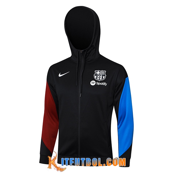 Chaqueta Con Capucha FC Barcelona Negro/Rojo/Azul 2024/2025
