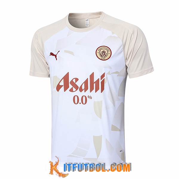 Camiseta Entrenamiento Manchester City Blanco/Amarillo 2024/2025