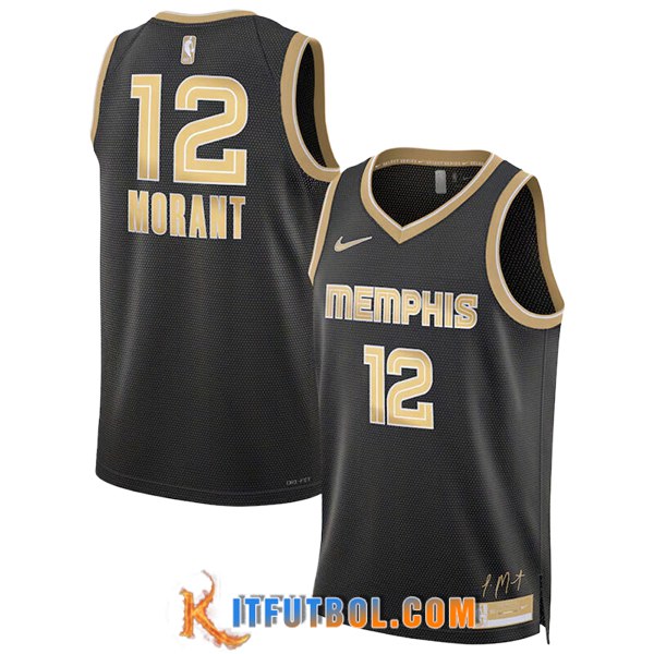 Camisetas NBA Memphis Grizzlies (MORANT #12) 2024/25 Negro/Amarillo