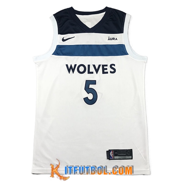 Camisetas NBA Minnesota Timberwolves (EDWARDS #5) 2024/25 Blanco/Azul/Negro