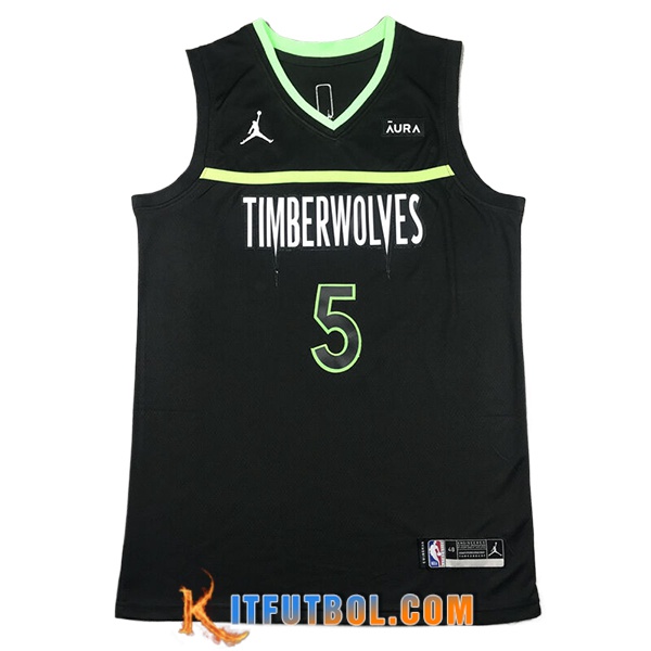 Camisetas NBA Minnesota Timberwolves (EDWARDS #5) 2024/25 Negro/Verde -02