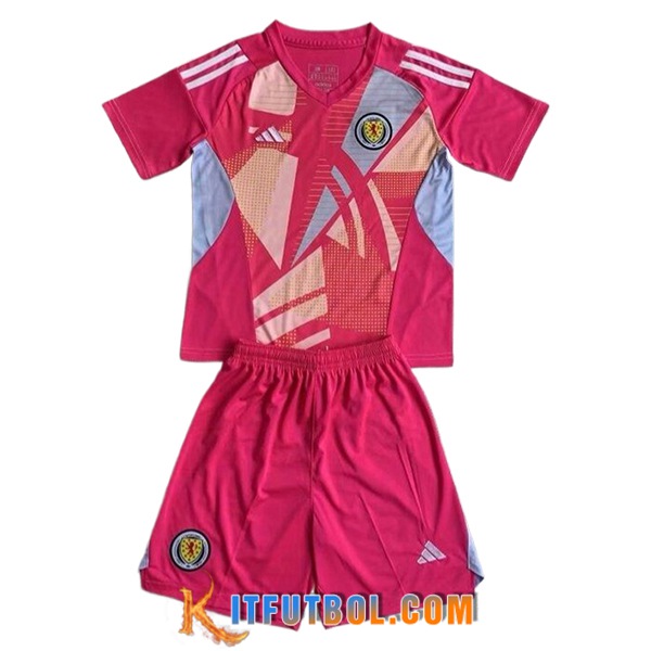 Camisetas De Futbol Escocia Ninos Portero Rosa UEFA Euro 2024