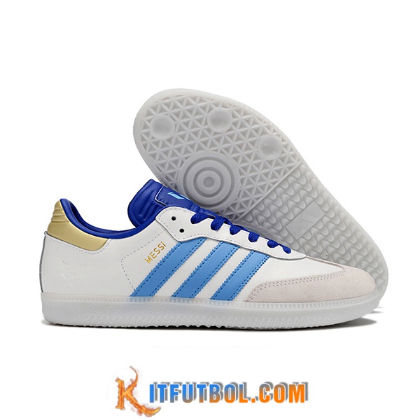 Adidas Botas De Fútbol SAMBA MESSI INDOOR BOOTS Blanco/Azul/Gris