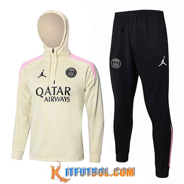 Chaqueta Con Capucha Chandal Rompevientos PSG Beige/Rosa 2024/2025