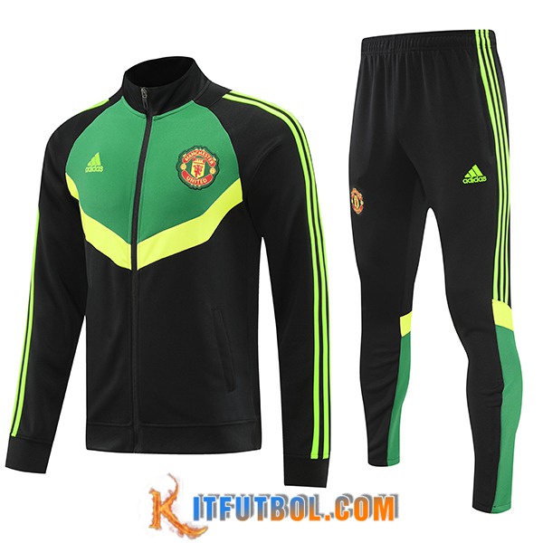 Chandal Equipos De Futbol Chaquetas Manchester United Negro/Verde 2024/2025
