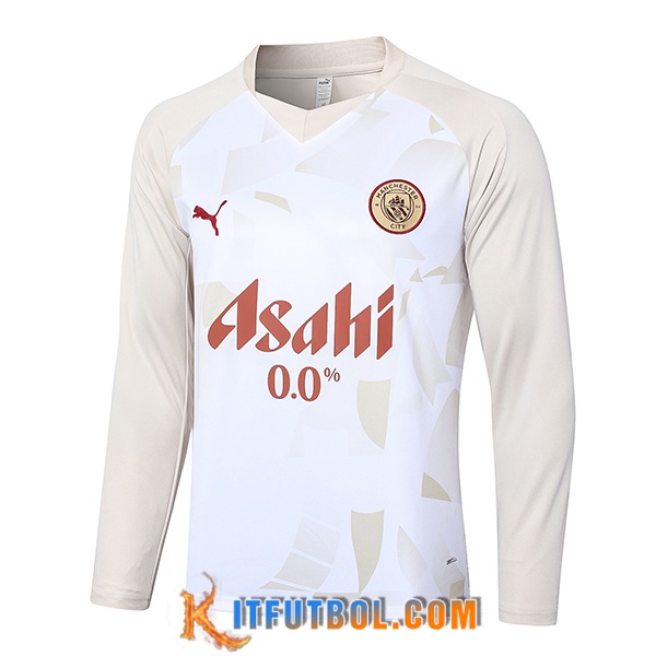 Sudadera De Entrenamiento Manchester City Blanco/Amarillo 2024/2025