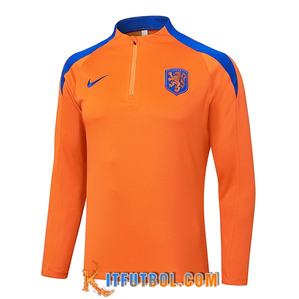 Sudadera De Entrenamiento Países Bajos Naranja/Azul 2024/2025