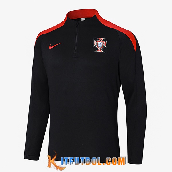 Sudadera De Entrenamiento Portugal Negro/Rojo 2024/2025