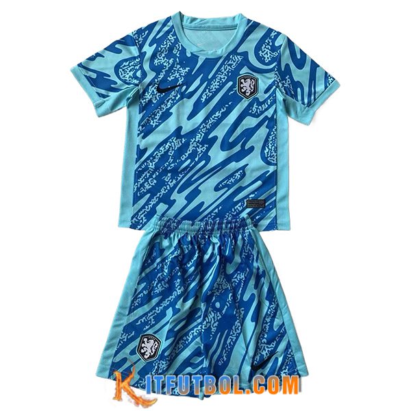Camisetas De Futbol Países Bajos Ninos Portero Azul Claro 2024/2025