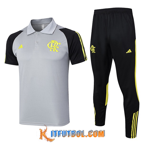 Camiseta Polo Flamengo Gris/Amarillo/Negro 2024/2025