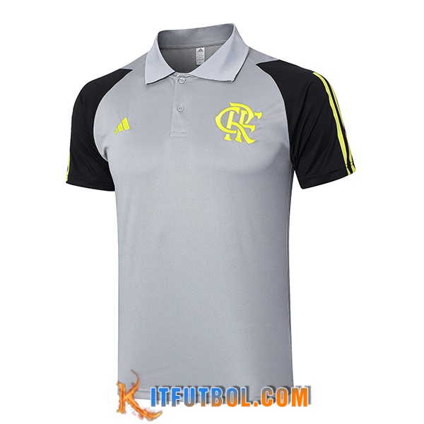 Camiseta Polo Flamengo Gris/Amarillo/Negro 2024/2025