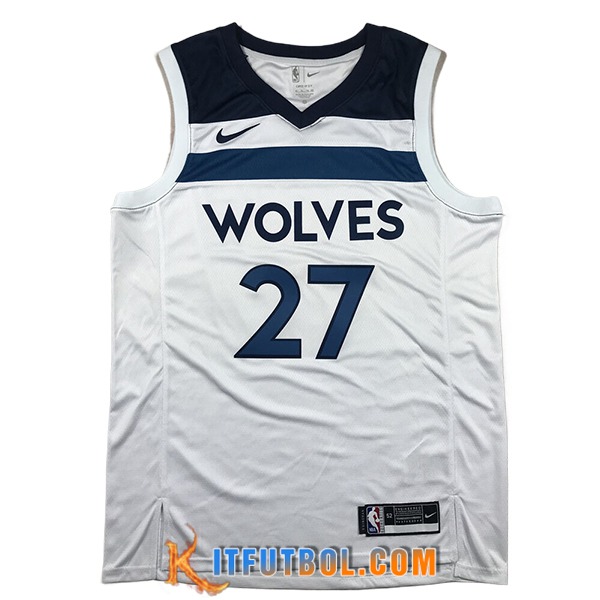 Camisetas NBA Minnesota Timberwolves (GOBERT #27) 2024/25 Blanco/Azul -02
