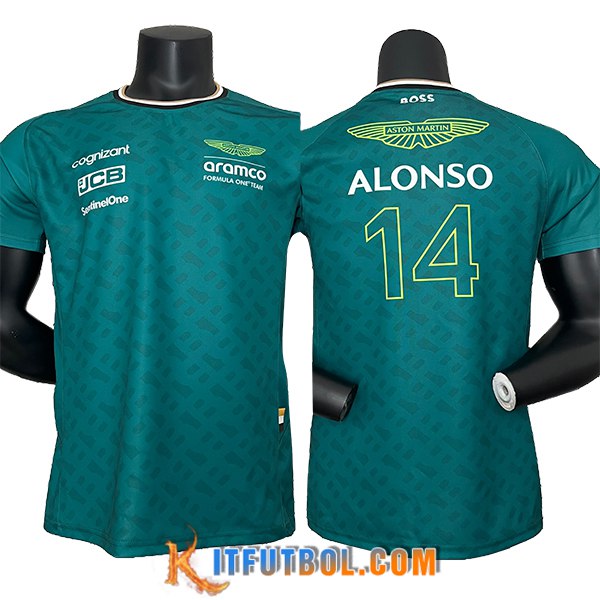 Camiseta de manga corta F1 Aston Martin Team (ALONSO #14) Verde 2024