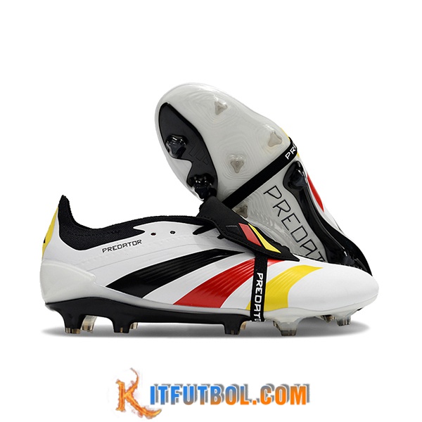 Adidas Botas De Fútbol Predator Elite Tongue FG Blanco/Negro/Amarillo/Rojo
