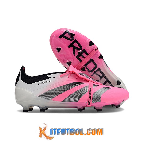 Adidas Botas De Fútbol Predator Elite Tongue FG Blanco/Rosa/Gris
