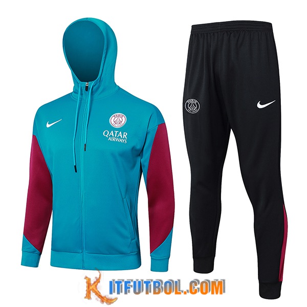 Chaqueta Con Capucha Chandal Rompevientos PSG Verde/Rojo 2024/2025